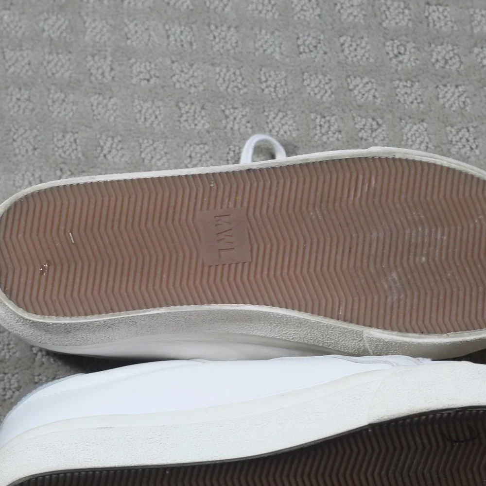 Madewell Women's Size 10 Sidewalk Wavy Low Top Sneakers White Leather Silver